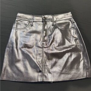 Express Metallic Gunmetal Mini Skirt